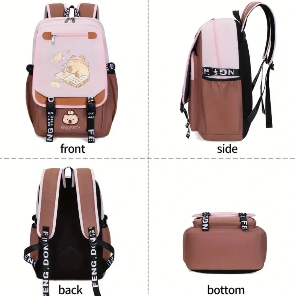 Capybara Versatile Backpack Adjustable Strap Travel Computer Bag Unisex, Brown